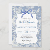 ブルーバードチノワセリーフローラブライダルシャワー 招待状 (正面)