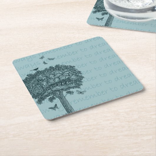 ブルーバードチョウ夢の木 スクエアペーパーコースター (アングル)