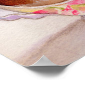 ブルーバードティーカップ水彩 ポスター (角)