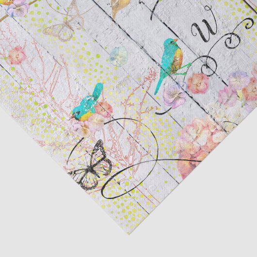 ブルーバードネストピンクアジサイモノグラムのフローラ 薄葉紙 (詳細)