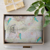 ブルーバードネストピンクアジサイモノグラムのフローラ 薄葉紙 (ギフト)