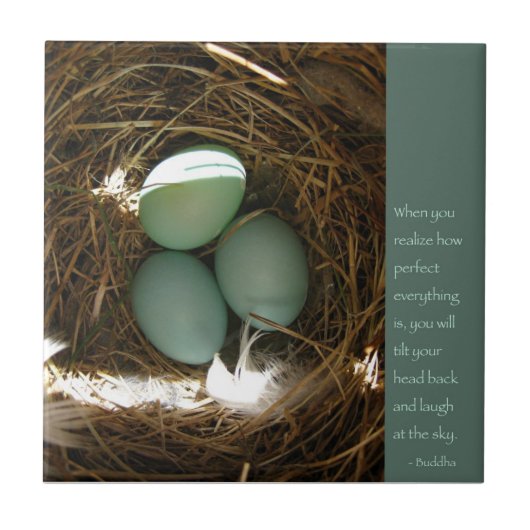 ブルーバードネストw/ブッダ引用文 タイル (正面)