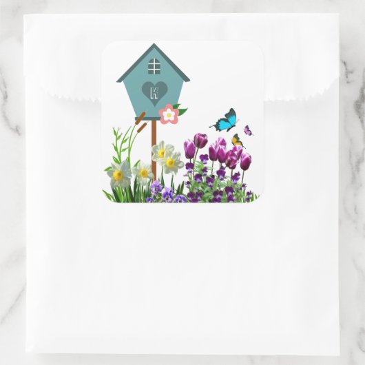 ブルーバードハウスインバタフライフラワーガーデン スクエアシール (バッグ)
