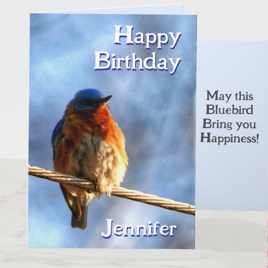 ブルーバードハピネス写真誕生日 カード