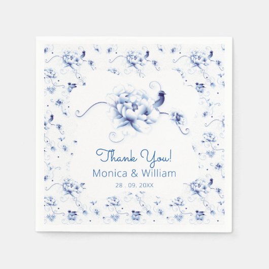 ブルーバードバラチノワセリーフローラ スタンダードカクテルナプキン (正面)