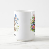 ブルーバードバードハウスフラワーズスプリングタイムガーデン コーヒーマグカップ (中央)