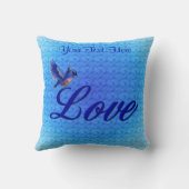 ブルーバードパーソナライズされた愛 クッション (裏面)