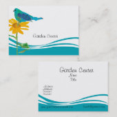 ブルーバードヒマワリフローラコラージュ水彩 名刺 (正面/裏面)