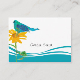 ブルーバードヒマワリフローラコラージュ水彩 名刺