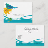 ブルーバードヒマワリフローラコラージュ水彩 名刺 (正面/裏面)