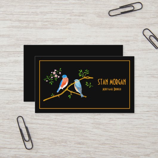 ブルーバードビジネスカードブラック 名刺 (正面/裏面インサイチュ)