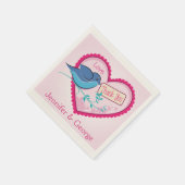 ブルーバードピンクありがとうフローラハートナプキン スタンダードカクテルナプキン (角)