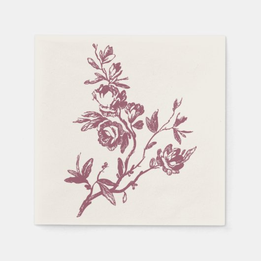 ブルーバードピンクありがとうフローラハートナプキン スタンダードカクテルナプキン (正面)