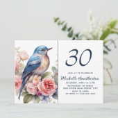 ブルーバードピンクの花30歳の誕生日 招待状 (スタンド正面)