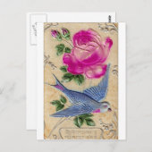 ブルーバードピンクローズ ポストカード (正面/裏面)