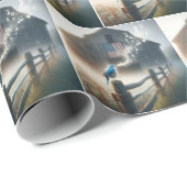 ブルーバードフェンスのポストで歌う ラッピングペーパー (ロールコーナー)