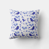 ブルーバードフォークアートパターン クッション (裏面)