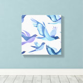 ブルーバードフライト | モダン水絵を描色 キャンバスプリント (インサイチュ (ウッドフロア))