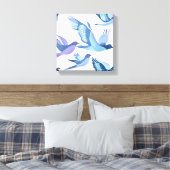 ブルーバードフライト | モダン水絵を描色 キャンバスプリント (インサイチュ (寝室))