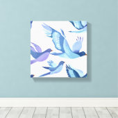 ブルーバードフライト | モダン水絵を描色 キャンバスプリント (インサイチュ (ウッドフロア))