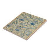 ブルーバードフラワーアンティークラッフルズホワイトブルー タイル (側面)