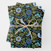 ブルーバードフローラオン黒 ラッピングペーパーシート (インサイチュ)