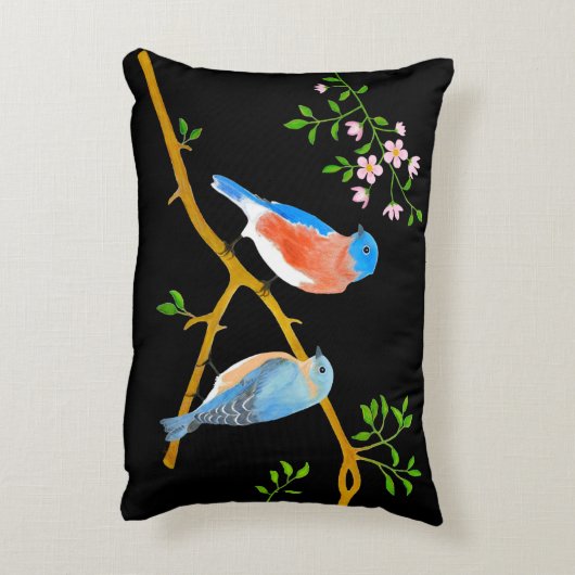 ブルーバードブラックアクセント枕 アクセントクッション (裏面(縦))