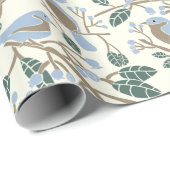 ブルーバードブルーベリーパターン（の模様が）ある ラッピングペーパー (ロールコーナー)