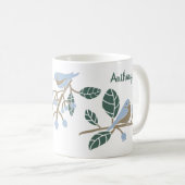 ブルーバードブルーベリーパーソナライズされた コーヒーマグカップ (正面右)