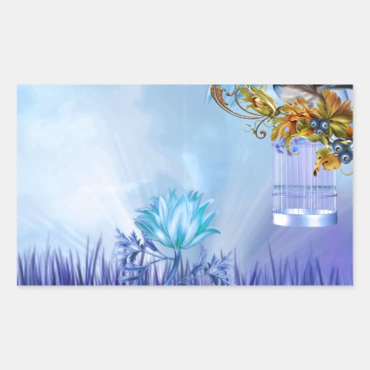 ブルーバードブルーポンドバード 長方形シール (正面)