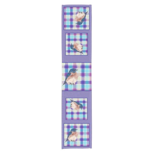 ブルーバードプレイドタベルナー ショートテーブルランナー (正面)