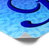 ブルーバードモノグラムイニシャルF ポスター (角)