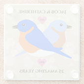 ブルーバードラブバード任意の記念日 ガラスコースター (裏面)