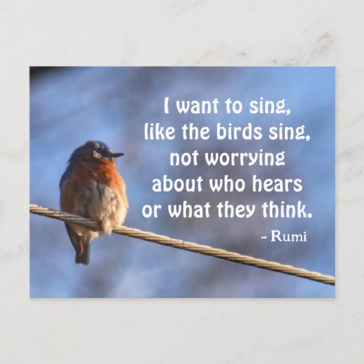 ブルーバードルミの引用文写真を歌いたい ポストカード (正面)