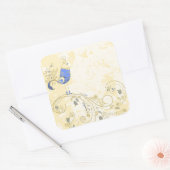 ブルーバードレトロフローラファインアート スクエアシール (封筒)