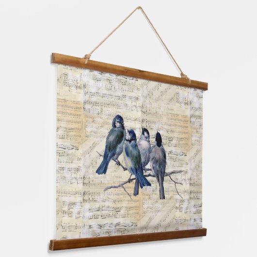 ブルーバードヴィンテージシート音楽タペストリーぶら下がったズ 吊り下げ型タペストリー (傾斜あり)
