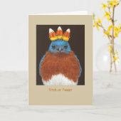 ブルーバード付きの面白いハロウィーンカード カード (黄色い花)