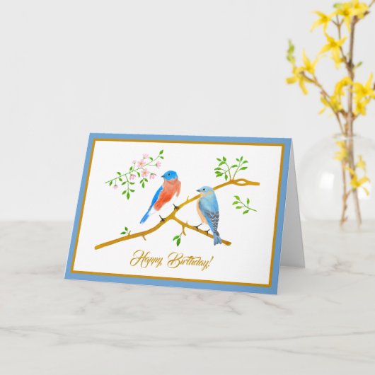 ブルーバード折り畳みグリーティングカード カード (黄色い花)
