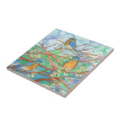 ブルーバード春ツリーホワイトウォーター色の花 タイル (側面)