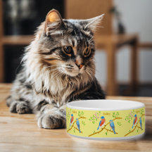 ブルーバード猫またはドッグボウル黄色