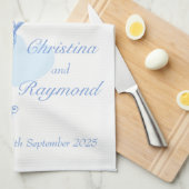 ブルーバード結婚カゴの台所用タオル キッチンタオル (四つ折り)