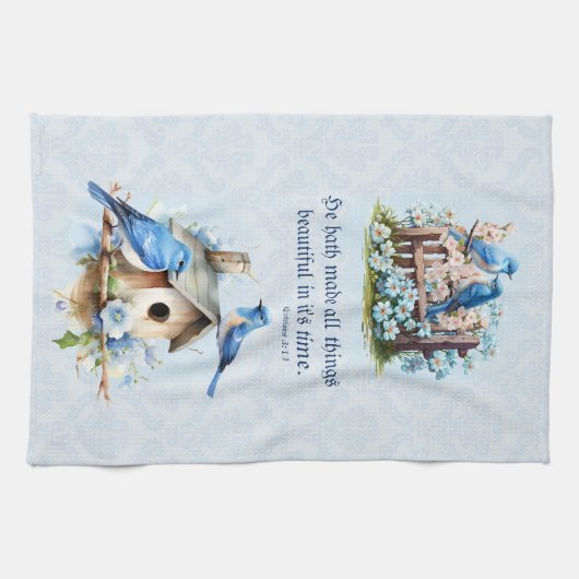 ブルーバード聖なる書物、 経典タオルバードハウスエククレシアテス キッチンタオル (横)