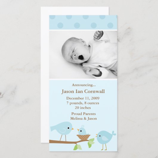 ブルーバード誕生のお知らせ 案内状 (正面/裏面)