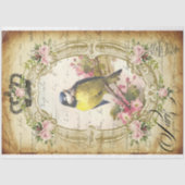 ブルーバード&さくらんぼブロッサムアンティーク紙デクページ 薄葉紙 (正面)