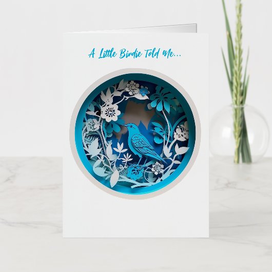 ブルーバード – すぐに願いを叶える 箔グリーティングカード (正面)