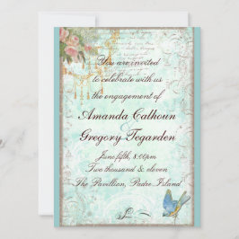 ブルーバード&ピンクローズ婚約発表 招待状