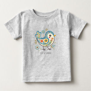 ブルーバード フラワー ベビーTシャツ