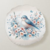 ブルーバード ブロッサム 水彩の静けさ ラウンドクッション (裏面)