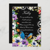 ブルーバード&ボタニカルフローラメイド・オブ・オーナー（花嫁付き添い人） 招待状 (正面/裏面)