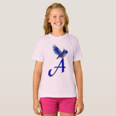 ブルーバード モノグラムイニシャル A Tシャツ (正面フル)